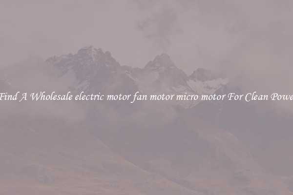 Find A Wholesale electric motor fan motor micro motor For Clean Power